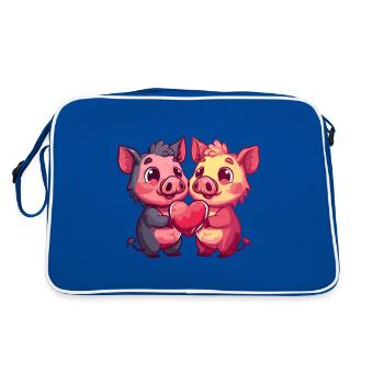 Cochons Couple Amour Semer Dans L’amour - Sac Retro - bleu/blanc - Dos