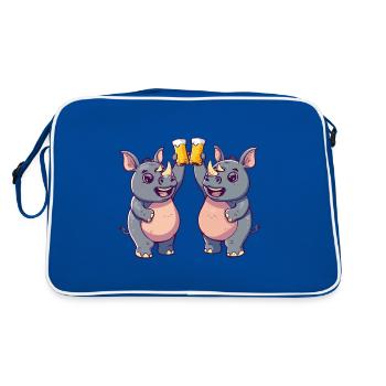 Nashorn Comic Tier Bier Lustig Saufen - Retro Tasche - Blau/Weiß - Hinten