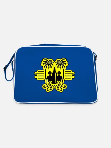 Palmen Strand Urlaub Party - Retro Tasche - Blau/Weiß - Hinten