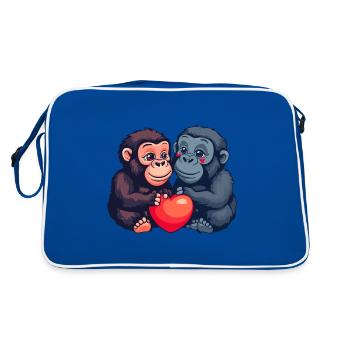 Gorille Couple Amour Couple Amoureux - Sac Retro - bleu/blanc - Dos