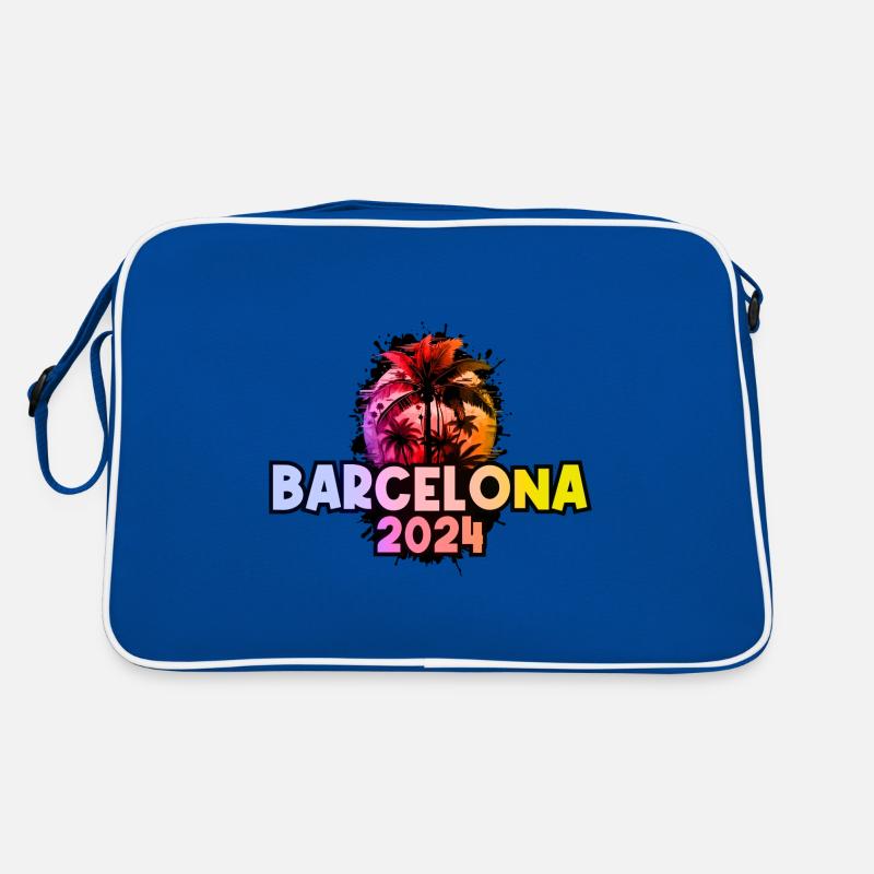 Barcelone 2024 colorée - Sac Retro - bleu/blanc