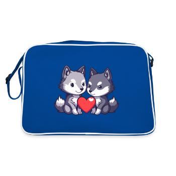 Loup Couple Amour Couple Amoureux - Sac Retro - bleu/blanc - Dos