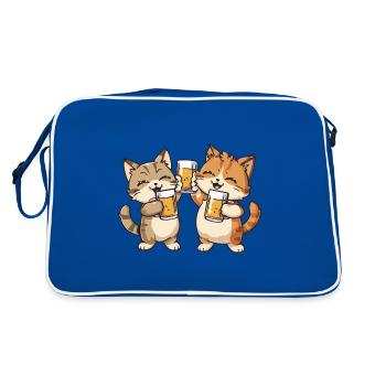 Cat Comic Beer Funny Booze - Retro Bag - blue/white - Back