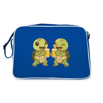 Turtle Comic Beer Funny Booze - Retro Bag - blue/white - Back