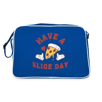 Haben Sie einen Slice-Tag - Funny Pizza - Retro Tasche - Blau/Weiß - Hinten