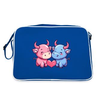 Stier Comic Paar Liebe - Retro Tasche - Blau/Weiß - Hinten