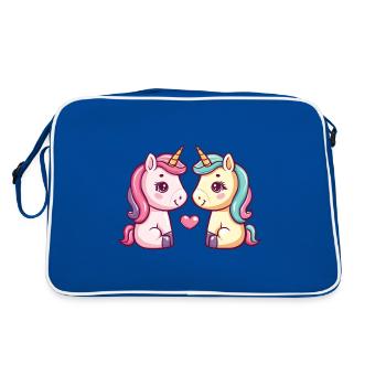 Licorne Couple Amour Couple Amoureux Mignon - Sac Retro - bleu/blanc - Dos