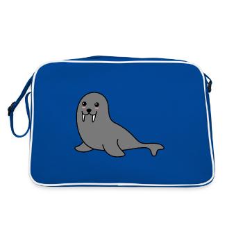 Bande dessinée sur les animaux de phoque - Sac Retro - bleu/blanc - Dos
