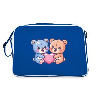 Ours Bande Dessinée Couple Amour - Sac Retro - bleu/blanc - Dos