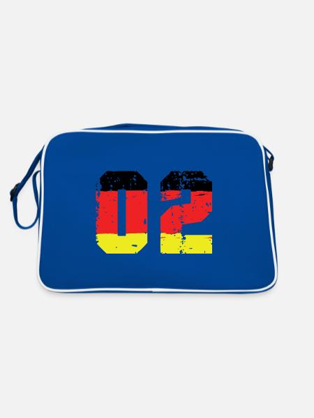 2 Zahl Deutschland Trikot - Retro Tasche - Blau/Weiß - Hinten