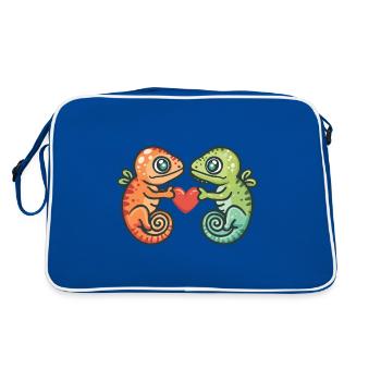 Couple Caméléon Amour Couple Amoureux - Sac Retro - bleu/blanc - Dos