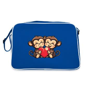 Singe Couple Amour Couple Amoureux - Sac Retro - bleu/blanc - Dos