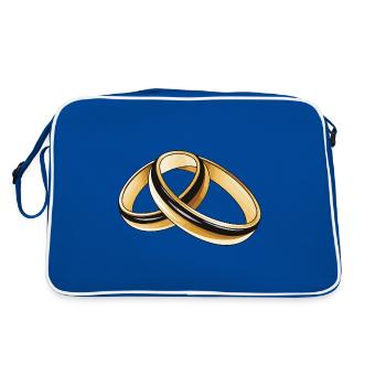 Wedding Rings Symbol Wedding - Retro Bag - blue/white - Back