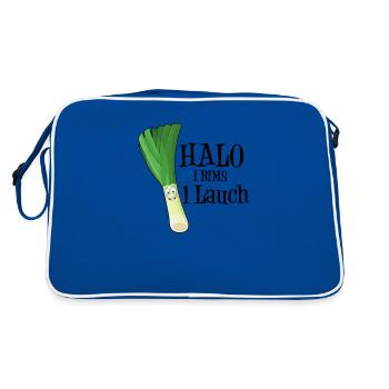 Halo I Bims 1 Ein Lauch Hallo Ich Bins Spargel - Retro Tasche - Blau/Weiß - Hinten