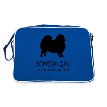 Pomeranian Spitz Kleinspitz Zwergspitz Pom Sweet - Retro Bag - blue/white - Back