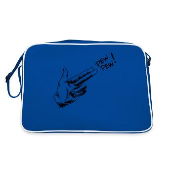 Hand Pew Funny Gun Line Art Halloween Draw - Sac Retro - bleu/blanc - Dos