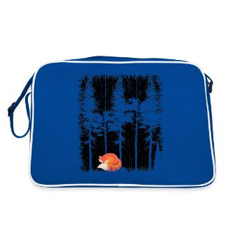 Sweet Fox in the Forest Retro Pattern Vintage Tree Forest - Retro Bag - blue/white - Back