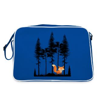 Sweet Fox in the Forest Retro Pattern Vintage Tree Forest - Retro Bag - blue/white - Back