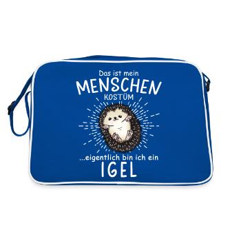 Lustiges Afrikanischer Weißbauchigel Igel Kostüm - Retro Tasche - Blau/Weiß - Hinten