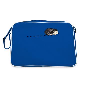 Afrikanischer Weißbauchigel Igel Kostüm Fußabdruck - Retro Tasche - Blau/Weiß - Hinten