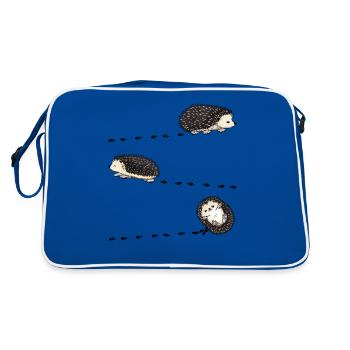 Afrikanischer Weißbauchigel Igel Kostüm Fußabdruck - Retro Tasche - Blau/Weiß - Hinten
