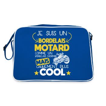 Bordelais - Bordeaux - Motard - Moto - Cadeau - Sac Retro - bleu/blanc - Dos