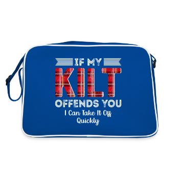 Wenn mein Kilt Sie beleidigt - Scotsman - Retro Tasche - Blau/Weiß - Hinten
