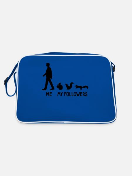 Ich Meine Follower Eichhörnchen Liebhaber Nager - Retro Tasche - Blau/Weiß - Hinten