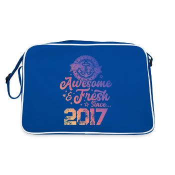 2017 awesome fresh - Retro Tasche - Blau/Weiß - Hinten