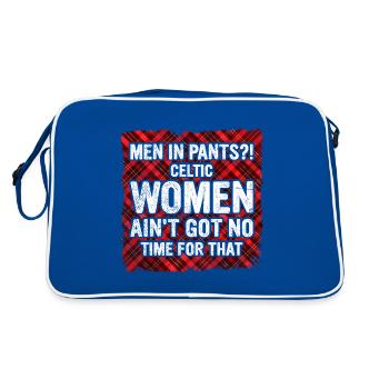 Kilt Männer Spruch Schottenrock - Retro Tasche - Blau/Weiß - Hinten