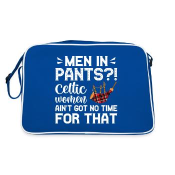 Kilt Männer Spruch Schottenrock - Retro Tasche - Blau/Weiß - Hinten