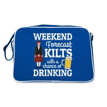 Kilt Männer Spruch Schottenrock - Retro Tasche - Blau/Weiß - Hinten