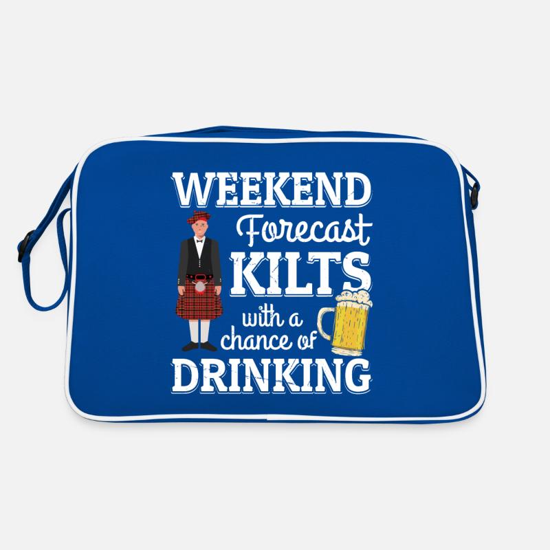 Kilt Männer Spruch Schottenrock - Retro Tasche - Blau/Weiß