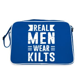 Kilt Männer Spruch Schottenrock - Retro Tasche - Blau/Weiß - Hinten