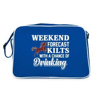 Kilt Männer Spruch Schottenrock - Retro Tasche - Blau/Weiß - Hinten