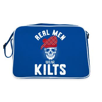 Kilt Männer Spruch Schottenrock - Retro Tasche - Blau/Weiß - Hinten