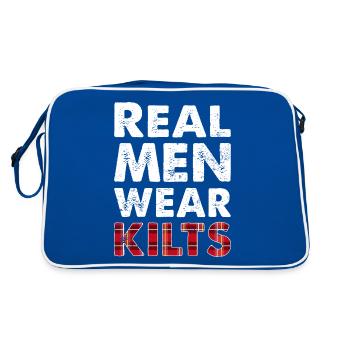 Kilt Männer Spruch Schottenrock - Retro Tasche - Blau/Weiß - Hinten