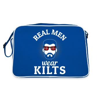 Kilt Männer Spruch Schottenrock - Retro Tasche - Blau/Weiß - Hinten