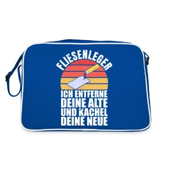 Fliesenleger Fliesen Handwerker - Retro Tasche - Blau/Weiß - Hinten