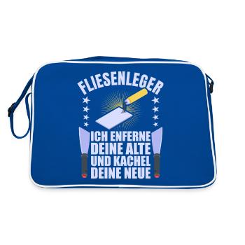 Fliesenleger Fliesen Handwerker - Retro Tasche - Blau/Weiß - Hinten