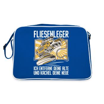 Fliesenleger Fliesen Handwerker - Retro Tasche - Blau/Weiß - Hinten