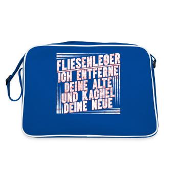 Fliesenleger Fliesen Handwerker - Retro Tasche - Blau/Weiß - Hinten