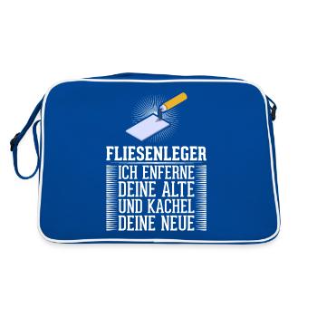 Fliesenleger Fliesen Handwerker - Retro Tasche - Blau/Weiß - Hinten