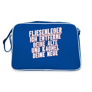 Fliesenleger Fliesen Handwerker - Retro Tasche - Blau/Weiß - Hinten