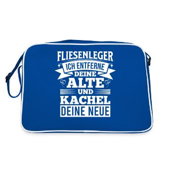 Fliesenleger Fliesen Handwerker - Retro Tasche - Blau/Weiß - Hinten