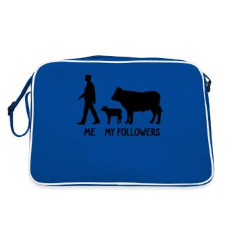 I Mes followers Éleveur de vaches Éleveur Vaches Agriculteur - Sac Retro - bleu/blanc - Dos