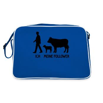 I Mes followers Éleveur de vaches Éleveur Vaches Agriculteur - Sac Retro - bleu/blanc - Dos