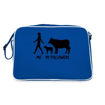 I Mes followers Éleveur de vaches Éleveur Vaches Agriculteur - Sac Retro - bleu/blanc - Dos