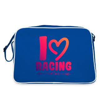 Ich liebe Rennen - Retro Tasche - Blau/Weiß - Hinten
