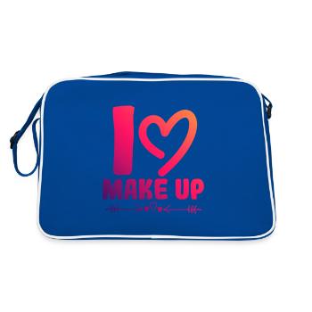 Ich liebe Make up - Retro Tasche - Blau/Weiß - Hinten